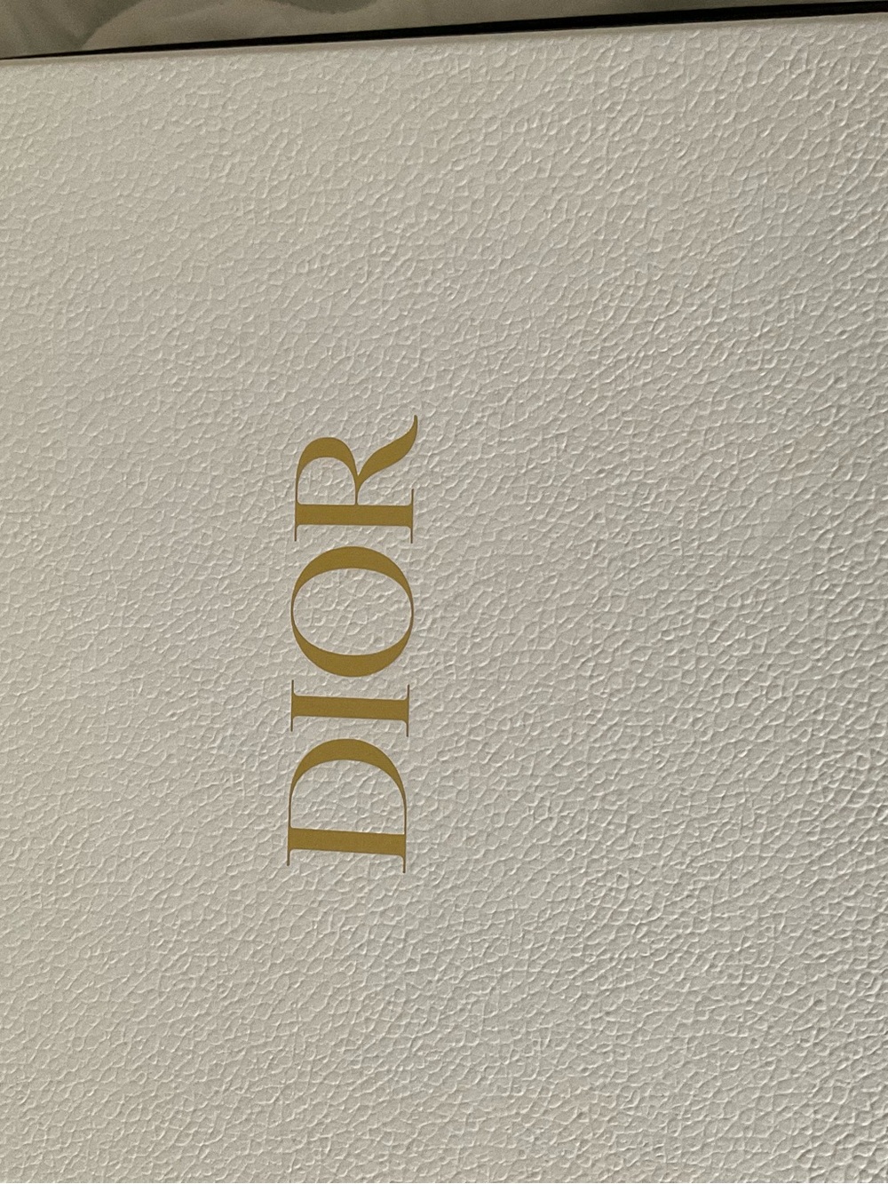 Dior Gold Lettering on Cream Textured gift box